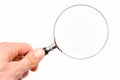 Hand with magnifying glass. Royalty Free Stock Photo