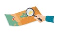 Hand with Magnifying Glass over a Map, vector design Generative AI Royalty Free Stock Photo