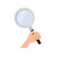 Hand with magnifying glass with white background Royalty Free Stock Photo