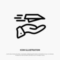 Hand, Mail, Paper Plane, Plane, Receive Line Icon Vector Royalty Free Stock Photo