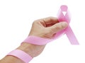 Hand Make Pink Ribbon for Breast Cancer symbol on white