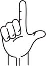 Hand Making the Loser Hand Gesture Mono Line Art Royalty Free Stock Photo