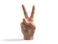 Hand making peace sign against white background Royalty Free Stock Photo