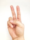 Hand making a peace sign or number two symbol Royalty Free Stock Photo