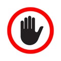 Hand making a stop signal symbol