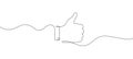 Hand making thumbs-up gesture in continuous line style, vector graphic depicting, representing approval and positivity