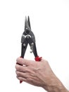 Hand of man that holding a shear