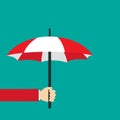 Hand of man holding an umbrella. Vector illustration