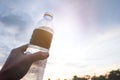 Hand of man holding a water bottle Royalty Free Stock Photo