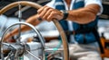 Hand of man on steering wheel sailboat. Hands on the sailboat& x27;s steering wheel Yacht. Close-up of mans hands on Royalty Free Stock Photo