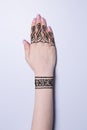 Hand with mandala pattern tattoo henna mehendi