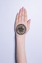 Hand with mandala pattern tattoo henna mehendi