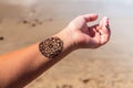 Hand with mandala pattern tattoo henna mehendi