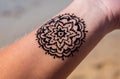 Hand with mandala pattern tattoo henna mehendi