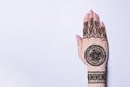 Hand with mandala pattern tattoo henna mehendi