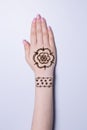 Hand with mandala pattern tattoo henna mehendi