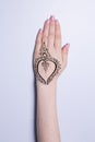 Hand with mandala pattern tattoo henna mehendi