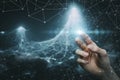Hand manipulates a network of connections Royalty Free Stock Photo