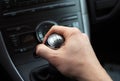 Hand on manual gear shift knob Royalty Free Stock Photo