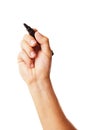 Hand with a marker isolated over white Royalty Free Stock Photo