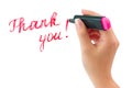 Hand with marker writing Thank You Royalty Free Stock Photo