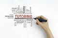 Hand with marker writing - TUTORING word cloud, education concept. Royalty Free Stock Photo