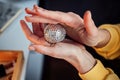 Hand massage Acupuncture Su Jok ball for hands and fingers. Sujok, su jok, su-jok traditional Chinese medicine therapy Royalty Free Stock Photo