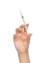 Hand with medical insulin syringe in hand Royalty Free Stock Photo