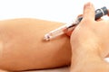 Hand medical insulin syringe pen injector Royalty Free Stock Photo