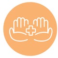 Hand Medical Marker vector icon. Style is flat rounded symbol, brown color, rounded angles, white background.