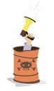 Hand, megaphone and barrel with poison symbol concept illustration