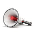 Hand megaphone lying on a white background. 3d rendering Royalty Free Stock Photo