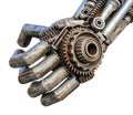 Hand of Metallic cyber or robot made from Mechanical ratchets bo Royalty Free Stock Photo