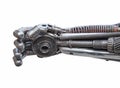 Hand of Metallic cyber or robot made from Mechanical ratchets bo Royalty Free Stock Photo