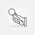 Hand with Mic vector concept icon in thin line style Royalty Free Stock Photo