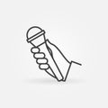 Hand with Mic vector icon in thin line style Royalty Free Stock Photo