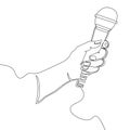 Hand with microphone Continuous line Vector