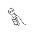 Hand with Microphone outline vector icon or element Royalty Free Stock Photo