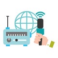 hand microphone radio world broadcast breaking news