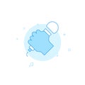 Hand with microphone flat vector icon. Filled line style. Blue monochrome design. Editable stroke Royalty Free Stock Photo