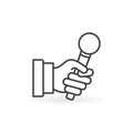 Hand with Microphone vector minimal icon in outline style Royalty Free Stock Photo