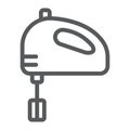 Hand mixer line icon, kitchen and cooking