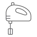 Hand mixer thin line icon, kitchen and cooking