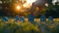 The hand with model houses.AI generated image Royalty Free Stock Photo