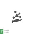 Hand molecule glyph icon, biology evolution, collagen, protein amino atom, social technology