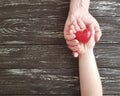 Hand mom and baby heart red symbol touch concept protection Royalty Free Stock Photo