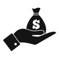 Hand money bag cash back icon, simple style Royalty Free Stock Photo