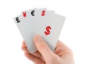 Hand and money cards Royalty Free Stock Photo