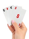 Hand and money cards Royalty Free Stock Photo