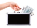 Hand with money case Royalty Free Stock Photo